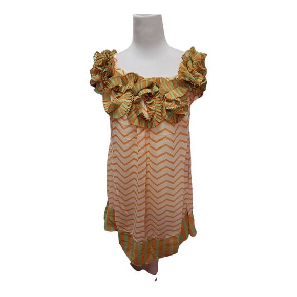 Ryu A'vere Stunning Orange & Green Chevron Mini Dress sizes S 2-4 M 6-8 L 10-12 - Picture 9 of 11